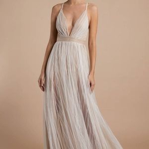 White & Nude Lace Prom/Formal Dress